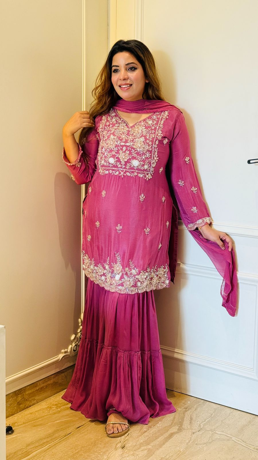 Aarohi Sharara Set- Pink